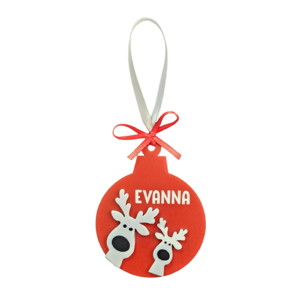 festive personalized reindeer Christmas tree ornament